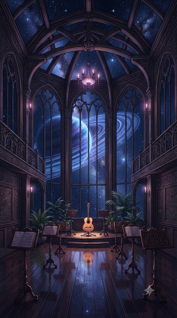 A conservatory hall open to the stars, Grade 3's setting