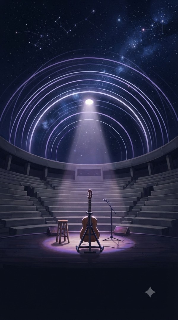 A concert amphitheater open to the stars, Grade 4's setting
